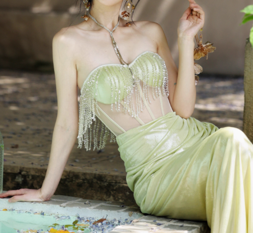 Sweetheart Sheath Satin Birthday Dresses Slits Starfruit Yellow Evening Gowns HZ1024