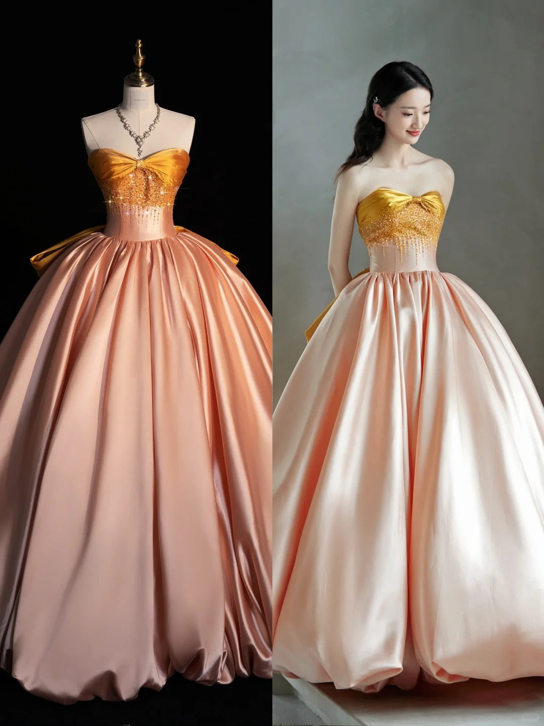 Sweet Blush Pink A-Line Strapless Long Ball Gown Sweet 16 Dress Elegant Quinceanera Dresses ED03550