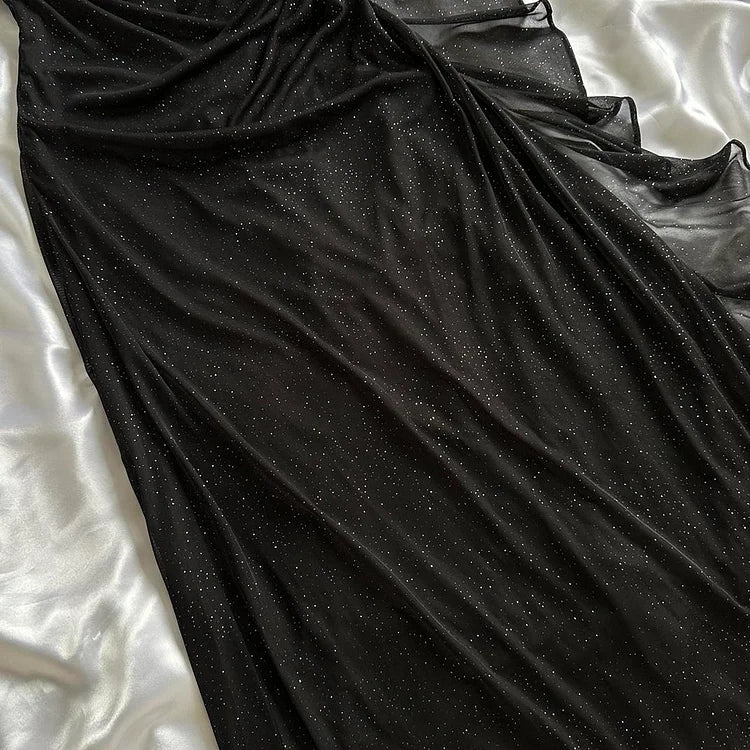 Black Sweetheart Neck Bodycon Birthday Dresses Ruffle Chiffon Formal Dresses Party Dress HZ1024
