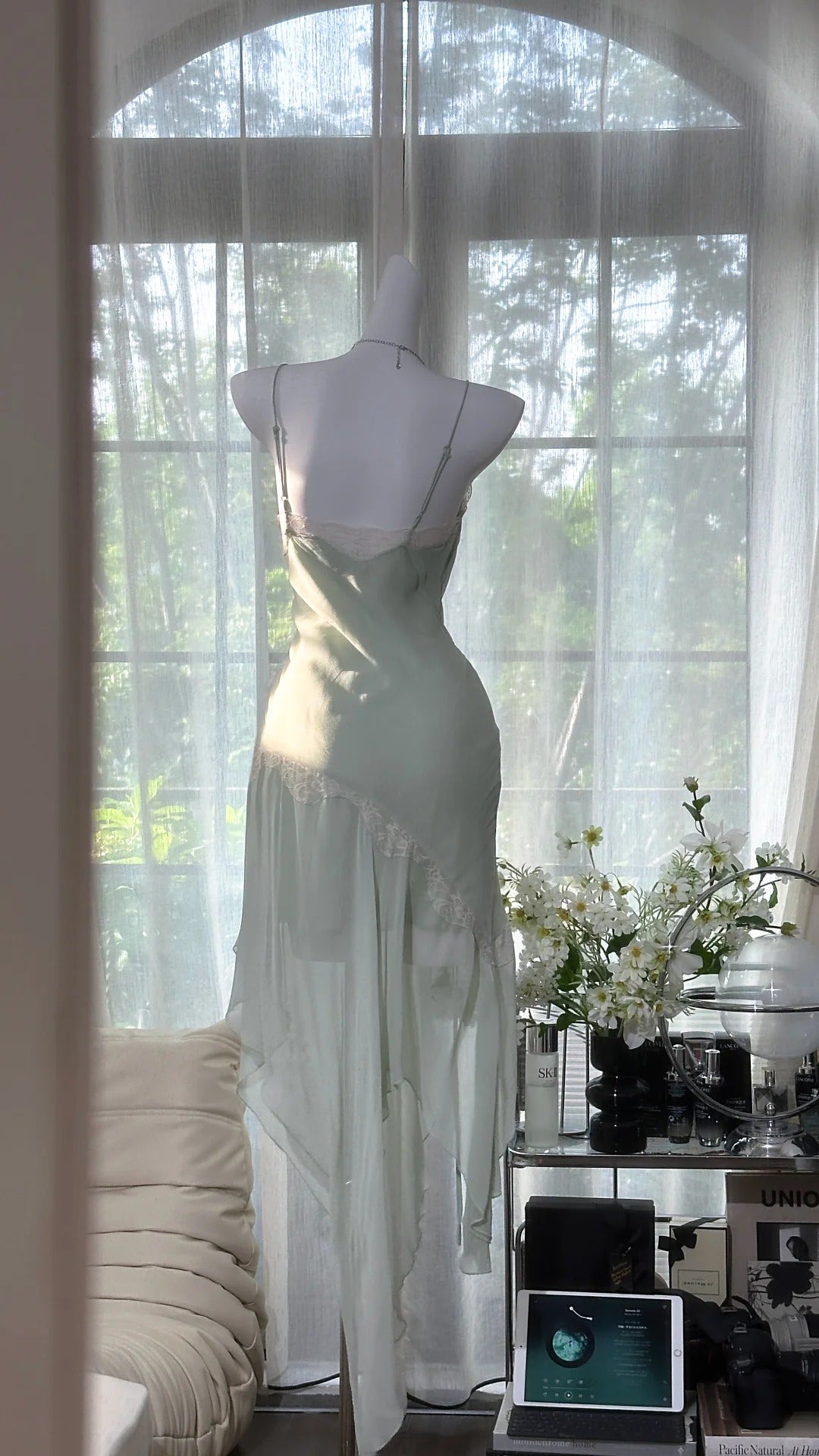 Sexy Grey Green Spaghetti Strap Women's Dress  ED03554