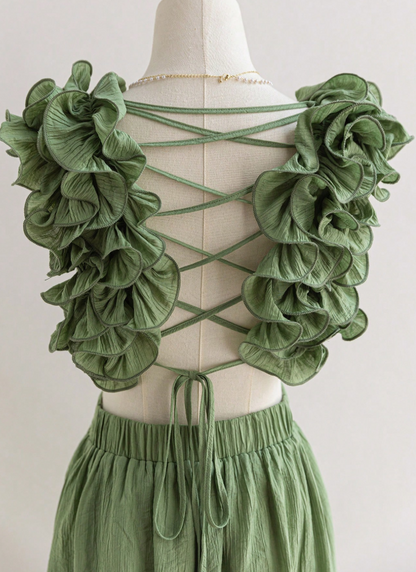 Green A-Line 8th Grade Homecoming Dress V Neck Backless Birthday Outfit Cute Cocktail Dress HZ1024