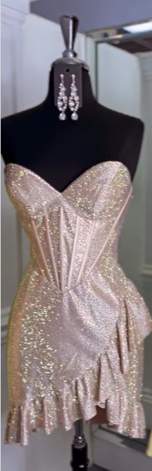 Glitter 18th Birthday Dress Sweetheart Sheath Short Homecoming Dress HZ1024