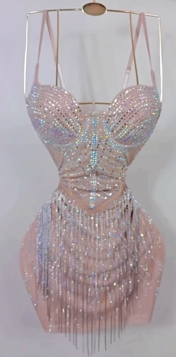 Sexy Spaghetti Strap Bodycon Party Dress 18th Birthday Outfit Sparkly Sequined Tassel Homecoming Dress HZ1024