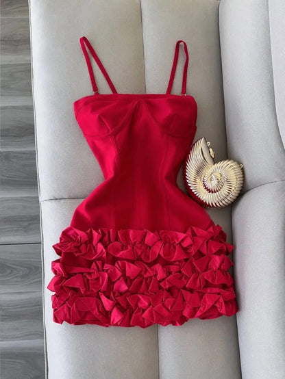 Spaghetti Strap Party Dress Red Bodycon Applique 18th Birthday Outfit Homecoming Dresses HZ1024