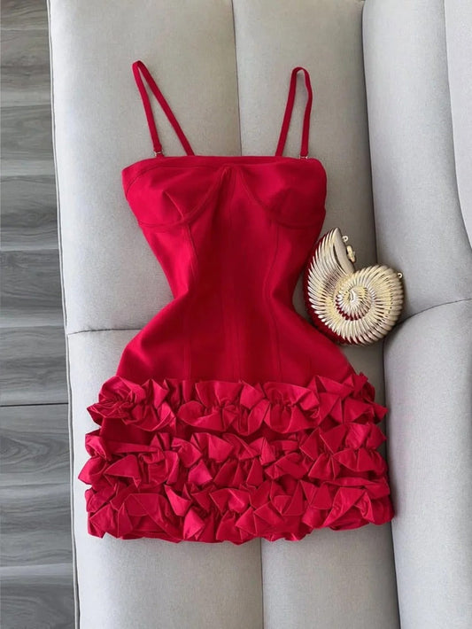 Spaghetti Strap Party Dress Red Bodycon Applique 18th Birthday Outfit Homecoming Dresses HZ1024