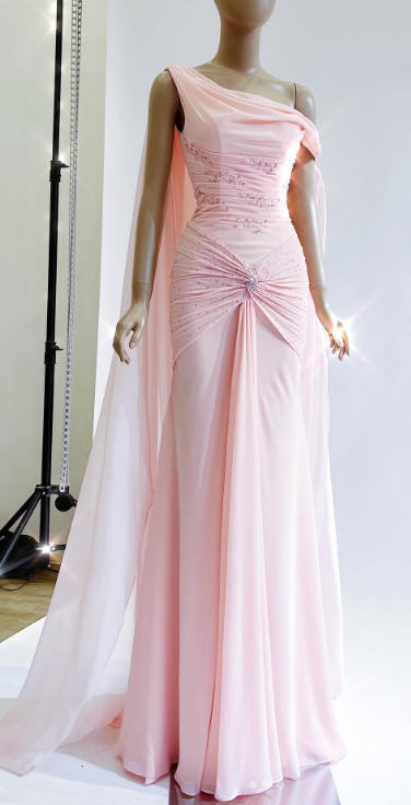 Elegant Pink Formal Dress Boat Neck Sheath Evening Gowns Stunning Chiffon Beaded 18th Birthday Dress ED03675