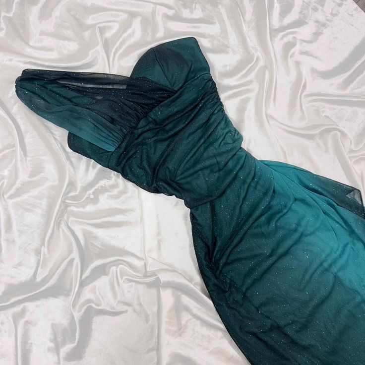 Elegant Gradient Jade Sheath Formal Dress One Shoulder Glitter Chiffon Evening Gowns sweet 18th Birthday Dress ED03688