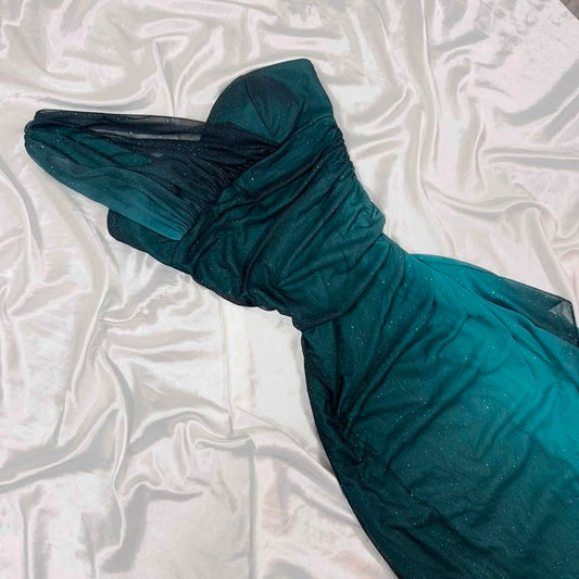 Elegant Gradient Jade Sheath Formal Dress One Shoulder Glitter Chiffon Evening Gowns sweet 18th Birthday Dress ED03688