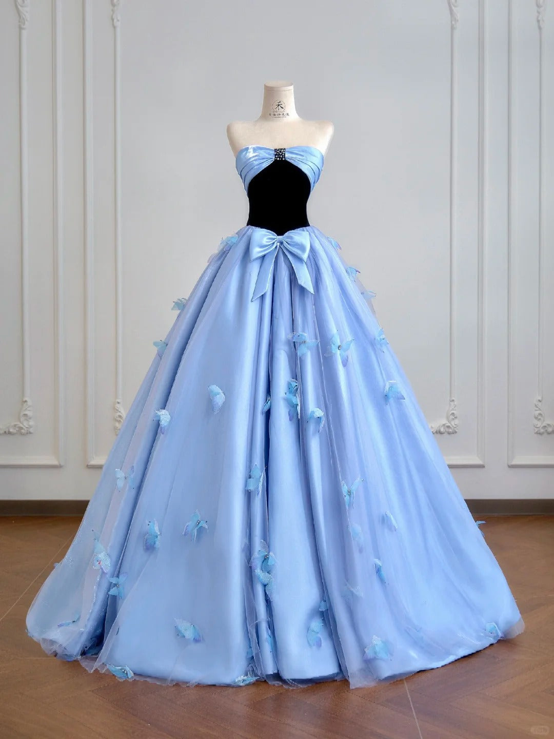 Elegant Blue A-Line Long Prom Dresses Satin Sweetheart Bow Formal Evening Dress Sweet 16 Dress ED03716