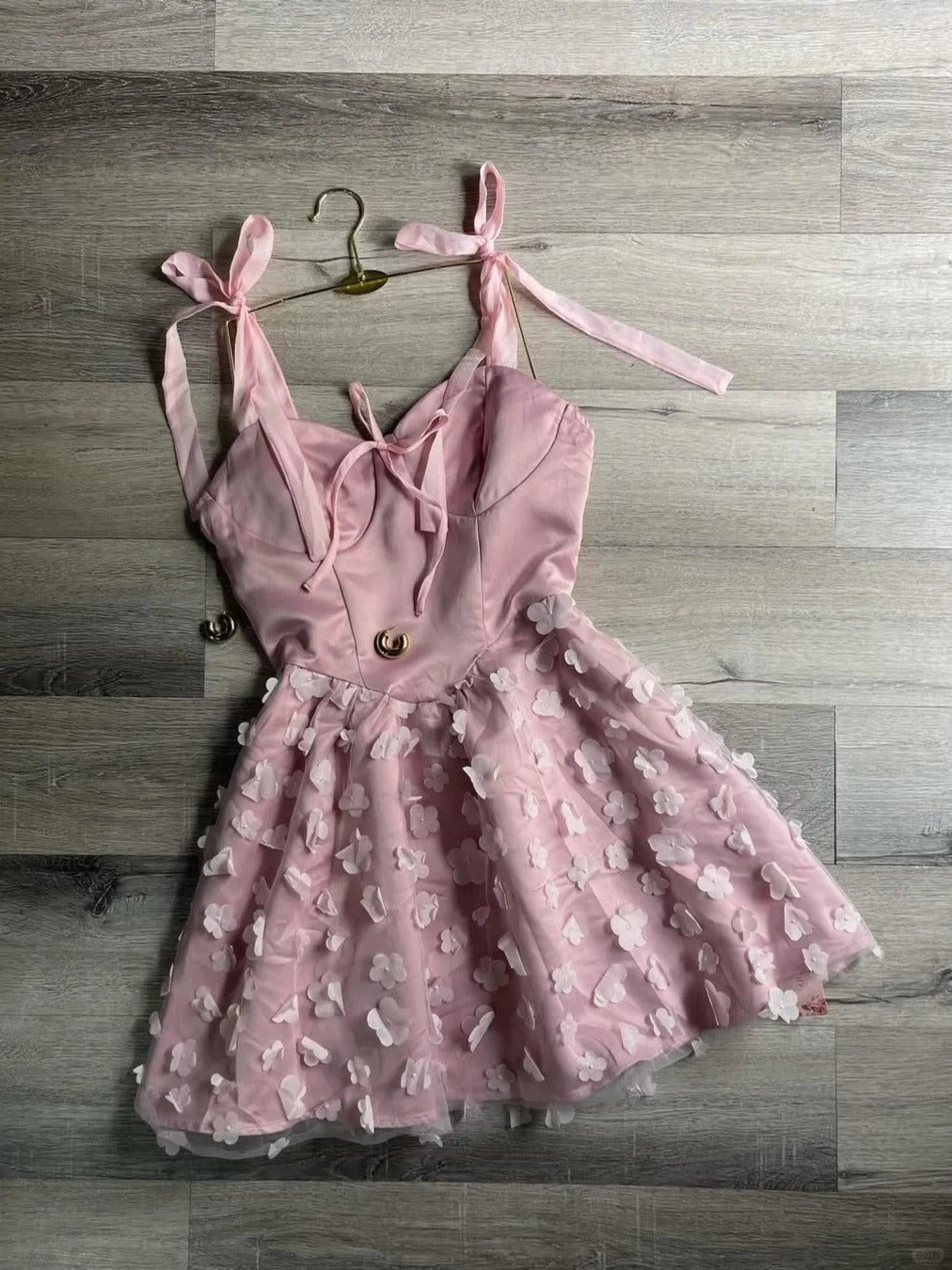 Pink A-line Birthday Dress Strap Tulle Satin Short Homecoming Dress Party Dress HZ1024