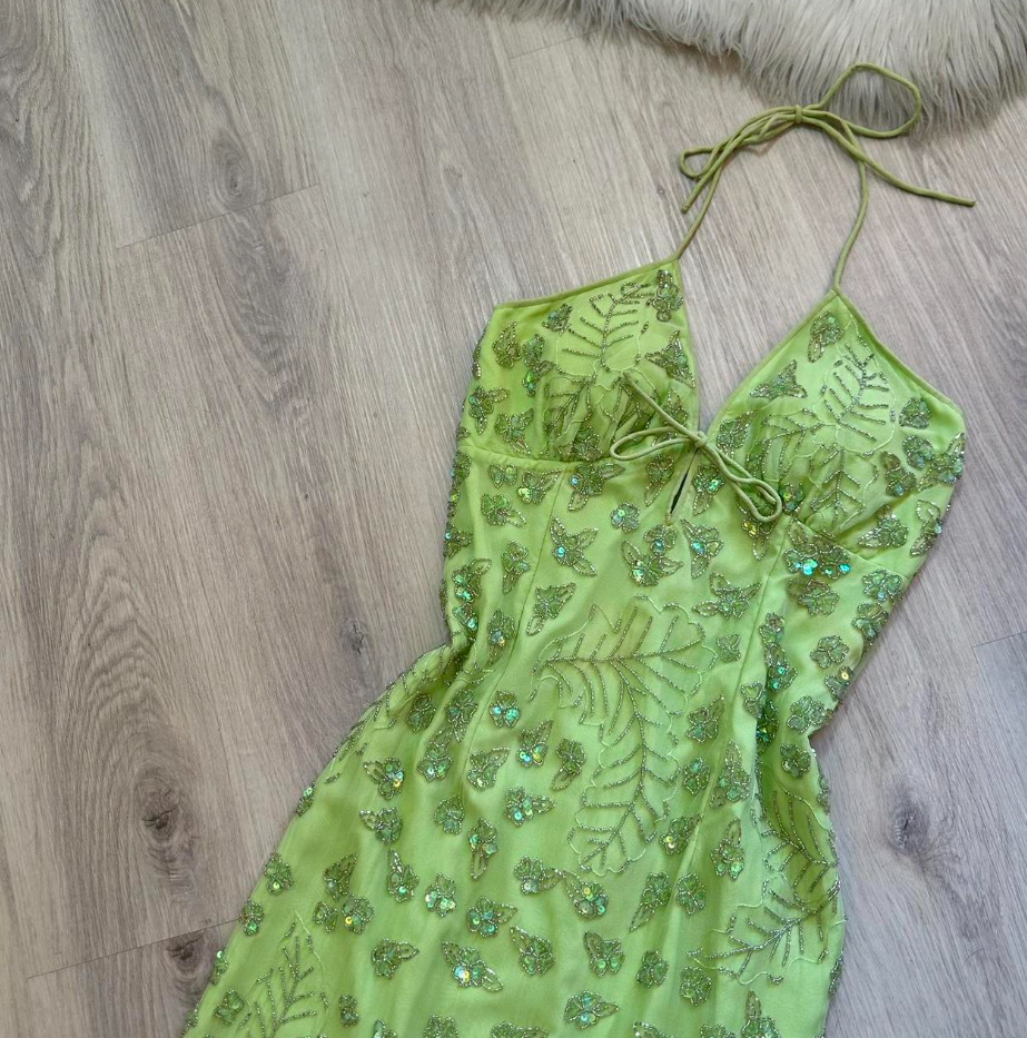 Spaghetti Strap Sheath Short Evening Dress Green Beaded Chiffon Formal Dress Homecoming Dress HZ1024
