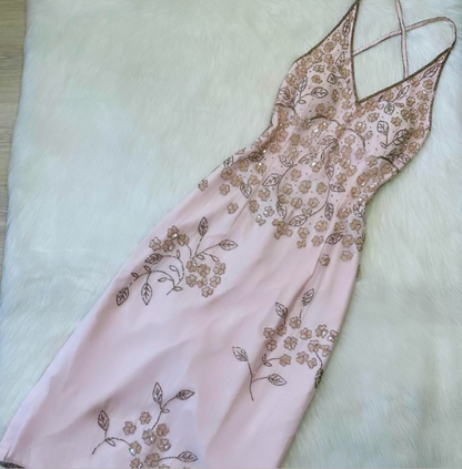 V-neck Sheath Short Formal Dress Elegant Silk Beaded Evening Dress Backless Homecoming Dress HZ1024