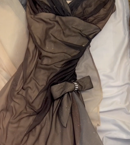 Brown Vintage Sheath Spaghetti Strap Long Evening Gown Gorgeous Sequin Chiffon Formal Dress Birthday Dress HZ1024