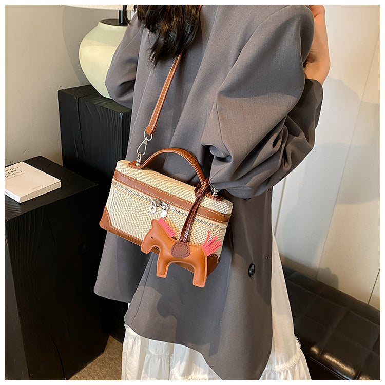 Casual versatile canvas messenger bag square bucket bag ED0380