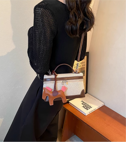 Casual versatile canvas messenger bag square bucket bag ED0380