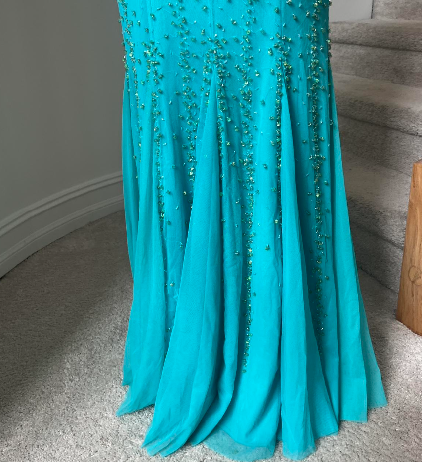 Vintage Halter Mermaid Evening Dress Turquoise Beaded Chiffon Formal Dress Modest  Long Prom Dress ED03822