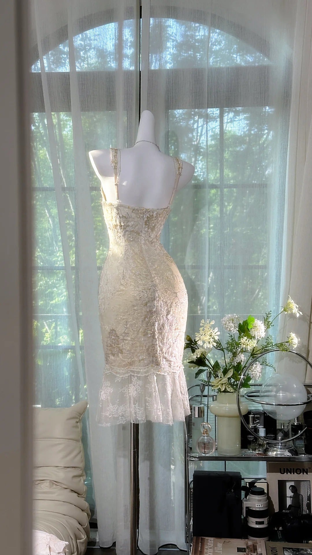 V-neck Bodycon Short Formal Dress Elegant Lace Beaded Evening Dress Homecoming Dress HZ1024