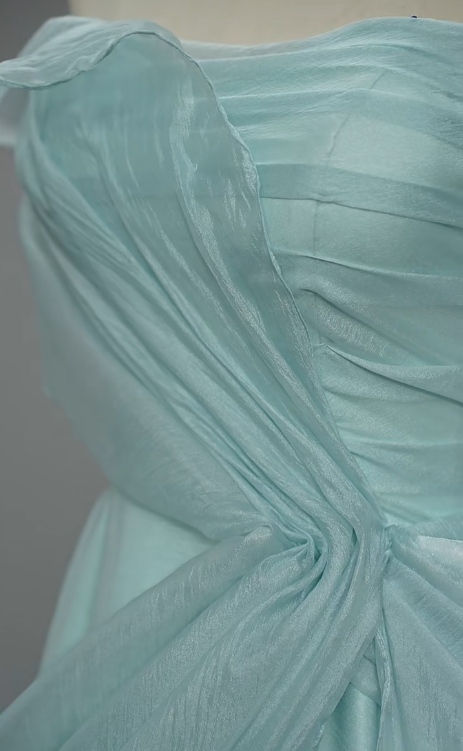 Elegant Strapless A-Line Evening Dress Tiffany Blue Chiffon Formal Dress Modest Long Prom Dress ED03843