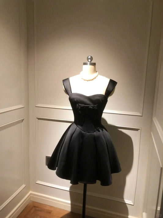 Straps A-Line Short Hoco Dresses Satin Birthday Dress Cute Party Formal Dress HZ1024