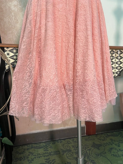 Vintage Strapless Sheath Short Hoco Dresses Peach Tulle Lace Birthday Dress Cute Party Formal Dress  ED03908