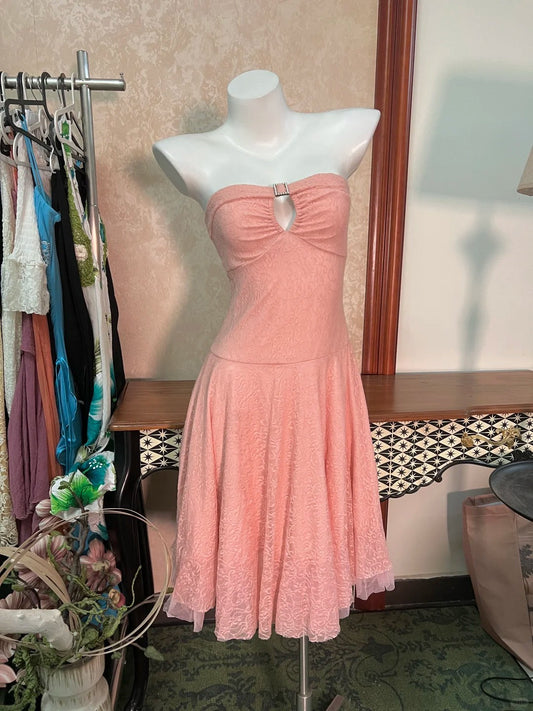 Strapless Sheath Short Hoco Dresses Peach Tulle Lace Birthday Dress Cute Party Formal Dress HZ1024