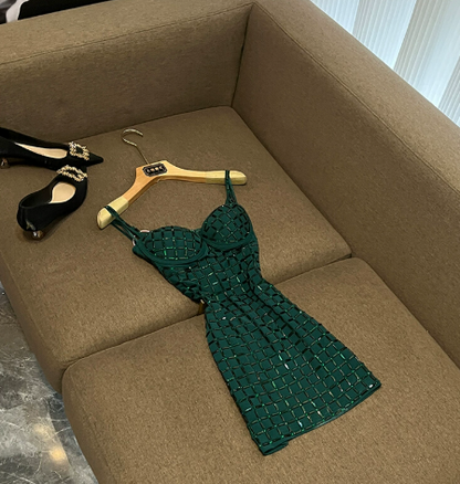 Sexy Teal Sheath Short Formal Dress Chiffon Rhinestone Birthday Party Dress Elegant Hoco Dress ED03916