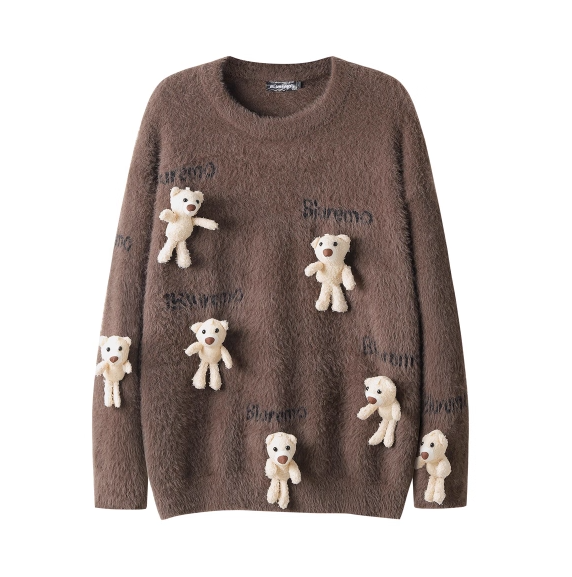Cute doll 3D bear pendant imitation mink sweater  ED0392