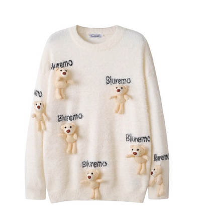 Cute doll 3D bear pendant imitation mink sweater  ED0392