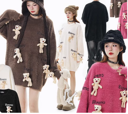 doll 3D bear pendant imitation mink sweater HZ1024