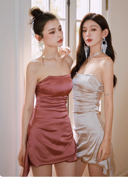 Fairy Strapless Sheath Formal Dresses Cute Satin Hoco Dresses Birthday Outfit Party Dress ED03920