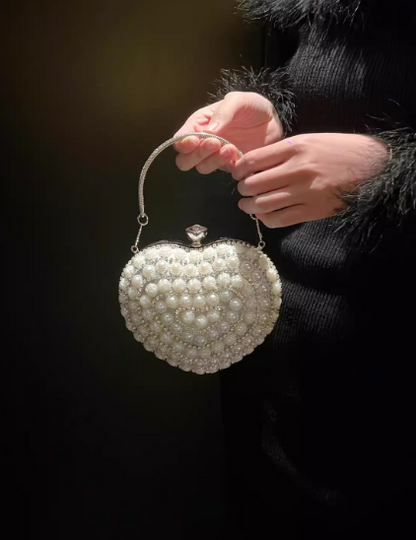 Wedding Bag Pearl Heart Shape Banquet Party Handbag HZ1024