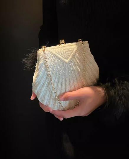 Beige Wedding Bag Vintage Banquet Party Handbag HZ1024