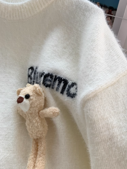 Cute doll 3D bear pendant imitation mink sweater  ED0392