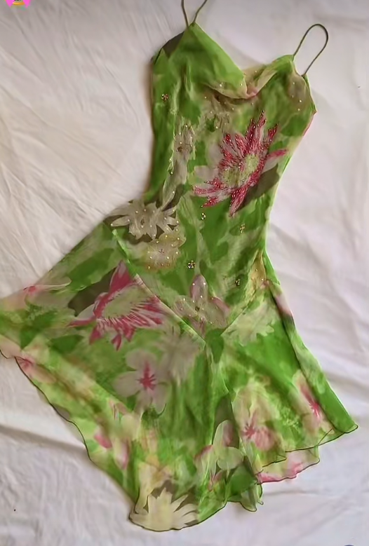 Green Sheath Short Homecoming Dress Floral Chiffon Formal Dress Straps Birthday Dresss HZ1024