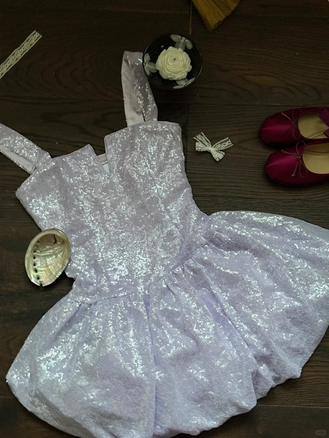 Lilac Ball Gown Birthday Outfit Strap Short Homecoming Dress Fairy Sequin Formal Dress HZ1024