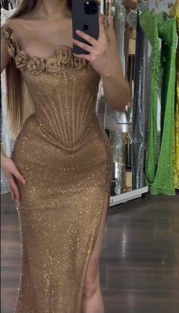 Glam Spaghetti Strap Sheath Long Prom Dressï¼_old Formal Evening Dress ED03974