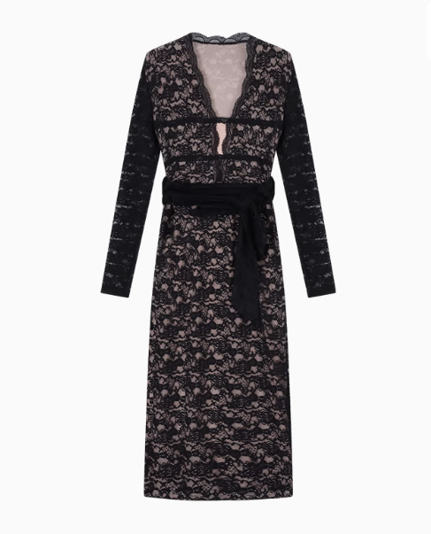 black lace long-sleeved slim-fit hip skirt HZ1024