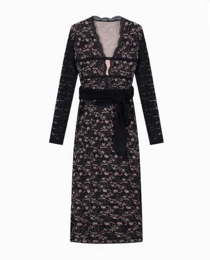 black lace long-sleeved slim-fit hip skirt HZ1024
