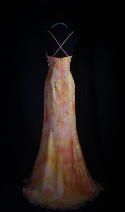 Vintage V neck Sheath Chiffon Beaded Long Prom Dress, Backless Formal Evening Dresses ED04017