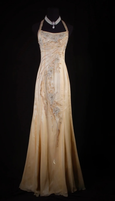 Vintage Halter Sheath Chiffon Beaded Long Prom Dress, Backless Formal Evening Dresses ED04018