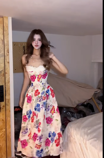 Strap A-Line Floral Long Prom Dresses Fairy Birthday Dresses HZ1024