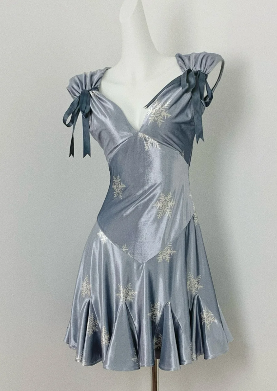Sexy V neck Sheath Satin Short Prom Dresses, Gray Blue Homecoming Dresses ED04045