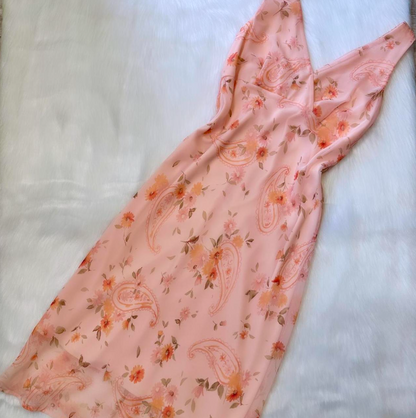 V-neck Sheath Floral Chiffon Homecoming Dresses, Short Peach Prom Dresses HZ1024