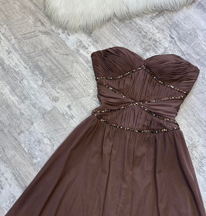 Chocolate A-Line Short Birthday Party Dress Spaghetti Strap Homecoming Dress HZ1024