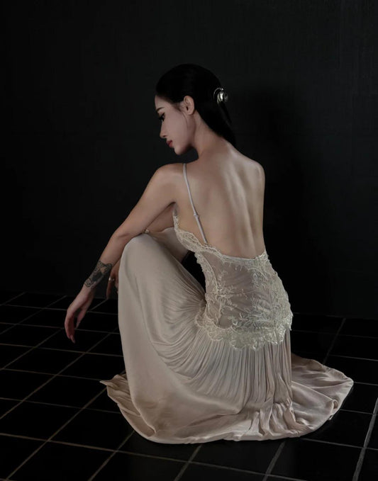 Sheath Halter Long Prom Dresses Chiffon Lace Applique Backless Birthday Dresses Formal Dresses HZ1024