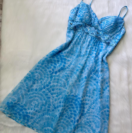 Vintage A-Line  Spaghetti Strap Chiffon Short Prom Dresses Blue Birthday Dresses Homecoming Dress ED04170