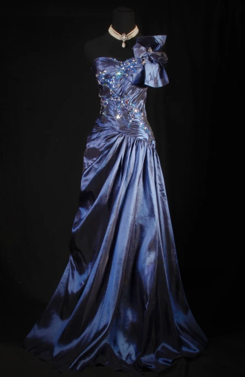 One-shoulder Sheath Satin Beaded Long Prom Dresses, Navy Blue Formal Evening Gowns HZ1024