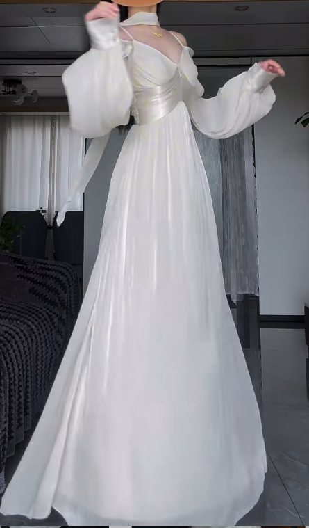 Off-the-shoulder Sheath Long Prom Dresses, Long-sleeved Formal Evening Dresses HZ1024