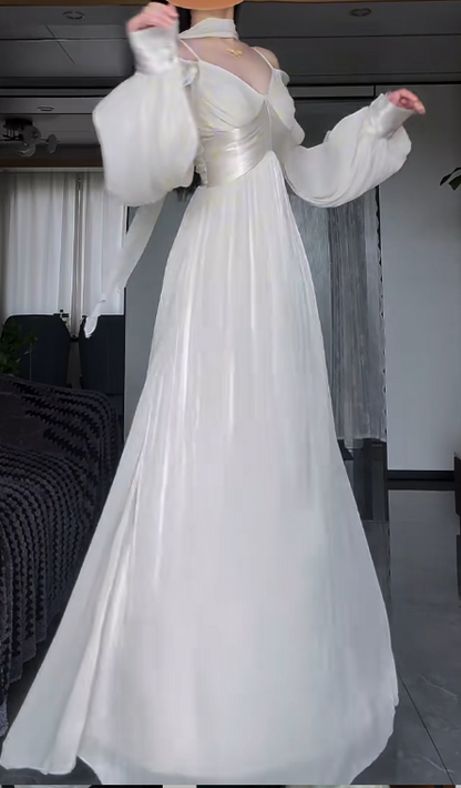 Elegant Off-the-shoulder Sheath Long Prom Dresses, Long-sleeved Formal Evening Dresses ED04204