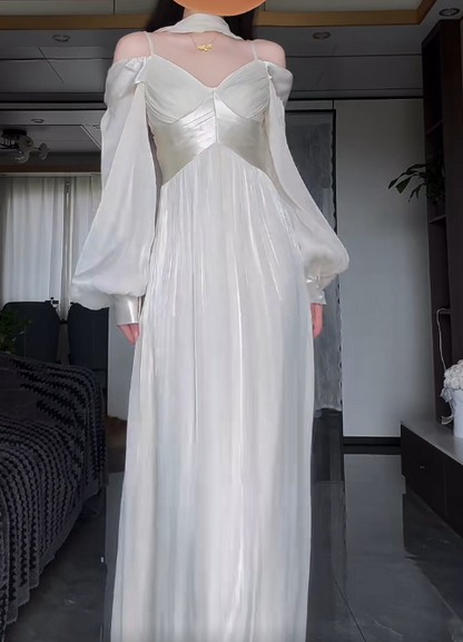 Elegant Off-the-shoulder Sheath Long Prom Dresses, Long-sleeved Formal Evening Dresses ED04204